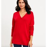 Chico's Chico’s V-Neck Sweater Women's Large Tunic Top Longline Red Knit Holiday Festive Photo 2