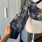 10 Th House  COMPASS ROSE BLUE FLORAL SPANDEX CROP TOP Size LA Photo 3