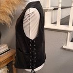 Edikted  Vegan Black Leather Side Lace Up Biker Vest Size Medium Photo 5