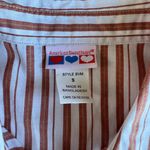 Vintage America’s Sweetheart Orange White Striped Cotton Button Down Dress Shirt Photo 4