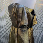 Sandro Palacio Metallic Gold Off Shoulder Dress Photo 4