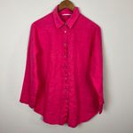 Soft Surroundings  Shirt Womens Medium Pink 100% Linen‎ Button Up Long Sleeve Photo 11