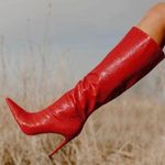 Boutique Knee High Boots Red Size 7.5 Photo 0