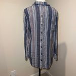 Soft Surroundings Multi Textured Knit Striped Button Up Shirt Long Sleeve Size S Photo 3