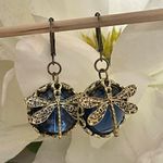 Blue Glass Vintage Boho Dragonfly Drop Earrings New Photo 1