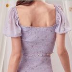 Storia Floral Puff Sleeve Smocked Crop Top NWT Small Purple pastel Photo 1