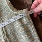 ZARA  Tweed Gold Metallic Sleeveless Square-Neck Mini Dress XS Mint Green Photo 5