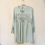 Tassels N Lace Minty Green Lace Detailed Long Sleeve Dress Photo 1