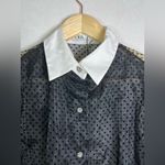 ZARA  Womens Sheer Polka Dot Organza Blouse White Collar Crystal Buttons S NWOT Photo 2