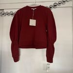 Tibi  NEW Sculpted Sleeve Sweatshirt Dark Red Photo 3