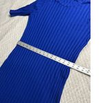 Eileen Fisher High-Low Dress Women's Large Blue Wide Rib Stretch Mock Neck Photo 9