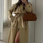Commence Cotton-Blend Double-Breasted Belted Long Trench Coat Commense Small NEW Photo 0