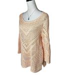 Chico's  Open Knit Sweater L Peach Crochet Pullover Lightweight Boho Layering Top Photo 3