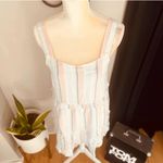 Rails NWT  Striped Tiered Ruffle Mini Dress Pink Blue Linen Blend Size Medium Photo 3