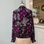 White House | Black Market Long Sleeve Floral Metallic Blouson Blouse Purple 10 Photo 5