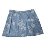 Free People  Women's Floral Print Light Wash Blue Denim Skirt 8 Photo 1