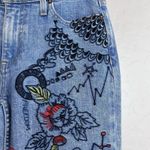 Alice + Olivia  Embroidered Jeans Womens Size 26 Blue Boho Flower Hippie Skinny Photo 4