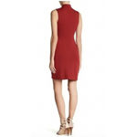 BB Dakota BB Dakota Sheath Dress Womens Small Red Sleeveless Mock Neck Knit Short Zip Photo 2