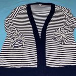 Splendid  cardigan open front long sleeve button tabs 2 pockets navy white size L Photo 1