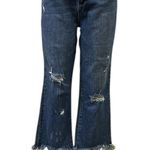 Risen Frayed Kick Flare Distressed Denim High Rise Blue Jeans Raw Hem Womens 32 Photo 0