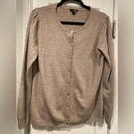 East 5th  Size LP Mushroom Beige Long Sleeve Lightweight Cardigan Puff Shoulder Photo 0