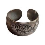 Antique Silver Tibetan Buddha Symbols Cuff Good Fortune Vintage Bracelet Photo 0
