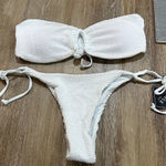 Zaful White Textured Bikini Set bandeau strapless top - cheeky Photo 0