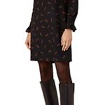 Hobbs London Elegant Black Mini Dress with Brown Accents size 4 Photo 2