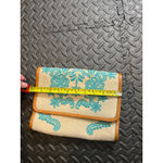 Isabella Fiore  Aqua SPRING RHAPSODY AIDA Flap Clutch Bag Womens Boho Beachy Photo 8