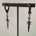 Titanium Steel Dagger Dangle Drop Earrings for Men Women,Punk Hip Hop Earrings Black Photo 6