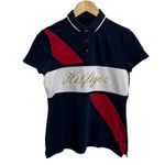 Tommy Hilfiger colorblock polo shirt navy red white women's medium Photo 5