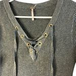 Poof! Gray V-Neck Long Sleeve Sweater Dress Photo 2