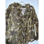 Claudia Richard Brown Sheer Crinkle Effect Animal Print Blouse Size L Size L Photo 2