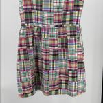 LL Bean Madras Plaid Dress 8 Cotton Patchwork Preppy Lined V Neck sleeveless Red Photo 5