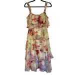 Storia  ruffled tiered chiffon floral dress size m Photo 1