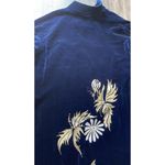 Vintage Cheongsam Long Dress Sz S Blue Velvet Asian Mandarin White Daisy Sparkle Photo 10