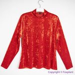 Eloquii NEW  Crushed‎ Velvet Mock Neck Top in red, 14/16 Photo 2
