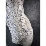 Lina Tomei Women's Floral Embroidered Cap Sleeve Shift Mini Dress Beige Small Brown Photo 3