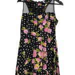 Xhilaration Black Floral Mesh Panel Fit & Flare Dress Size Large | Rocker Chic Photo 0