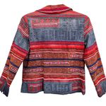 Coldwater Creek  Southwestern Embroidered Blazer Red Size 12 Textured Tribal Photo 3