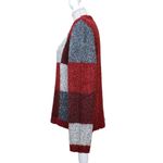 Christopher & Banks Womens Vintage Y2K Burgundy Gray Check Knit Sweater Photo 3