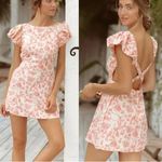 NWT Krewe Du Q Rhodes Flutter Sleeve Open Back Mini Dress Rose Bloom Pink Small Photo 1