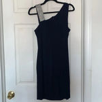 Betsy and Adam  Draped Rhinestone Cocktail Dress Blue Silver Size 10 Photo 1