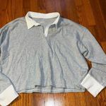 Aerie  grey and white collared pull over long sleeve size large Photo 0