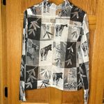 Erin London  Blouse Zebra Print Burnout Button Front Shirt, Large Photo 2