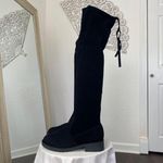 Boho Whimsygoth Faux Suede Black Flat Over The Knee Tassel Boots US 9.5 EU 40 Photo 6