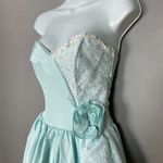 Vintage Gunne Sax Jessica McClintock Dress Prom 80s Lace Size 3/4 Strapless Gown Blue Photo 10