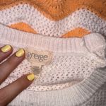 Greige Wave Stripes Print Stitch Sweater Size Large Orange Photo 2