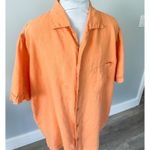 Vintage 100% Orange Linen Top Photo 2