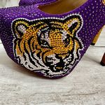 Herstar Women Sz 9 LSU Tigers Crystal Heels Pumps Shoes Purple Gold Glitter Glam Photo 0